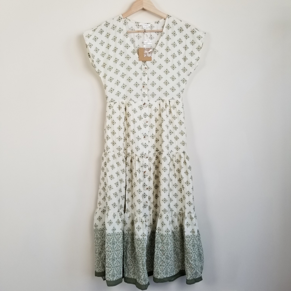 Blu Pepper V-Neck Tiered Midi Dress Size Small NWT